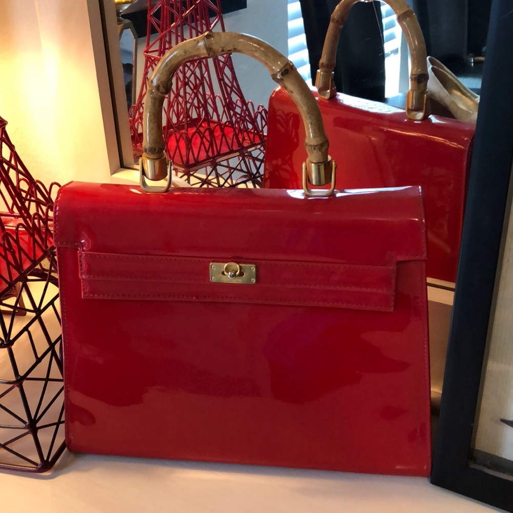 Charles Hubert vintage purse Red Patten leather